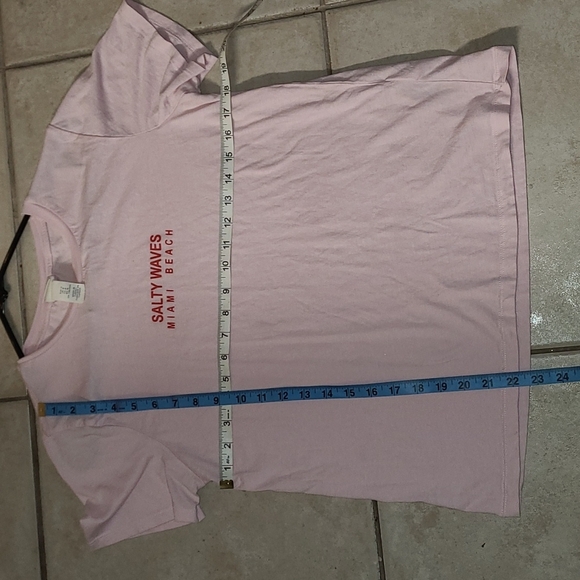 H&M Juniors Pink Short Sleeve Tshirt Red Salty Waves Miami Beach 100% Cotton Med - Picture 6 of 8